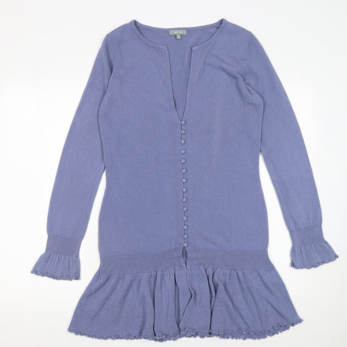 Marks and Spencer Per Una Women's Purple Ruffle Hem Long Sleeve Cardigan Size 12