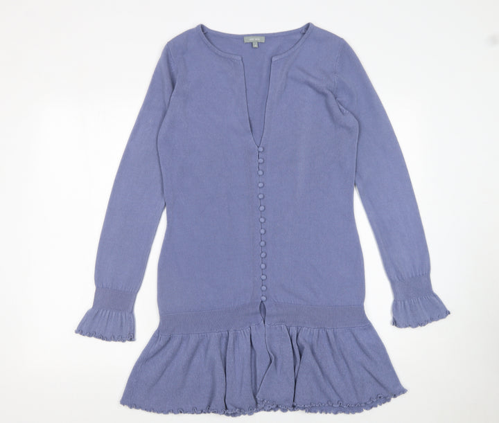Marks and Spencer Per Una Women's Purple Ruffle Hem Long Sleeve Cardigan Size 12