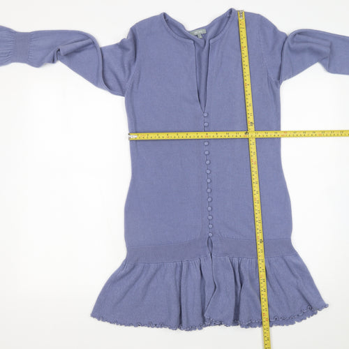 Marks and Spencer Per Una Women's Purple Ruffle Hem Long Sleeve Cardigan Size 12