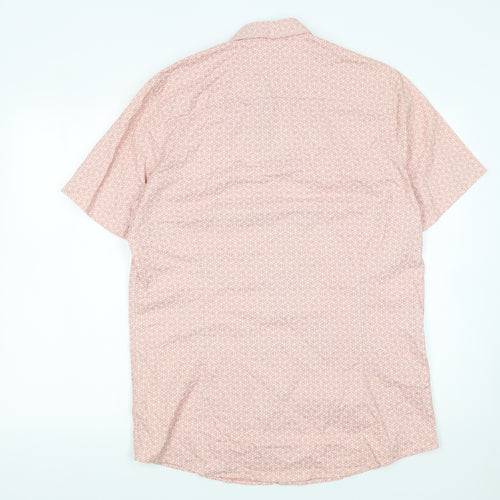 Next Men's Pink Geometric Button-Up Short Sleeve Shirt L