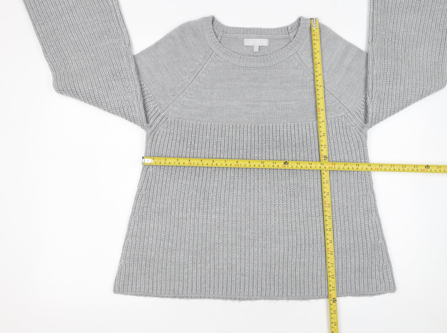Red Herring Women’s Grey Long Sleeve Chunky Knit Jumper Size 14