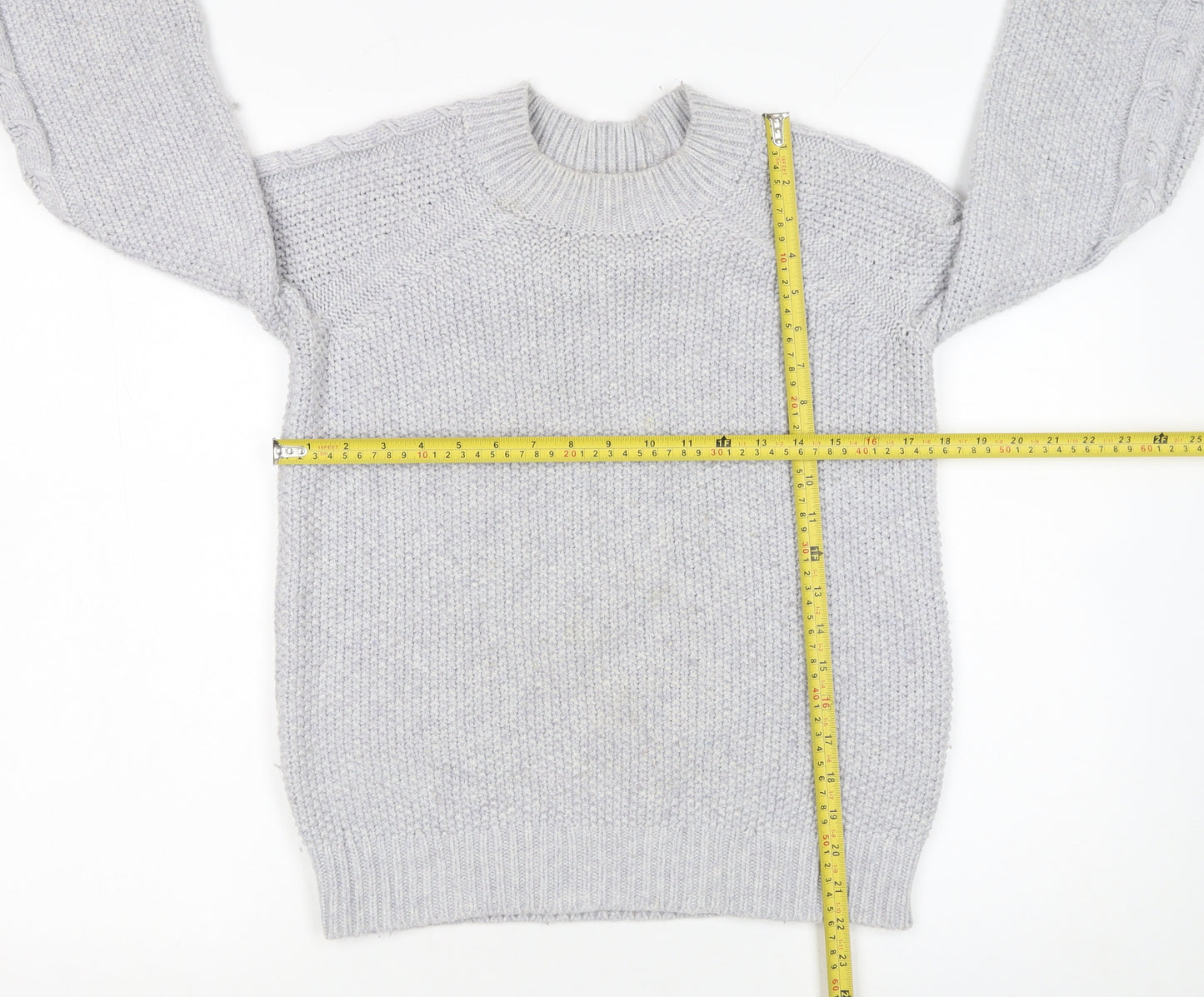 Boden Women Grey Chunky Knit Wool Blend Pullover Jumper XS