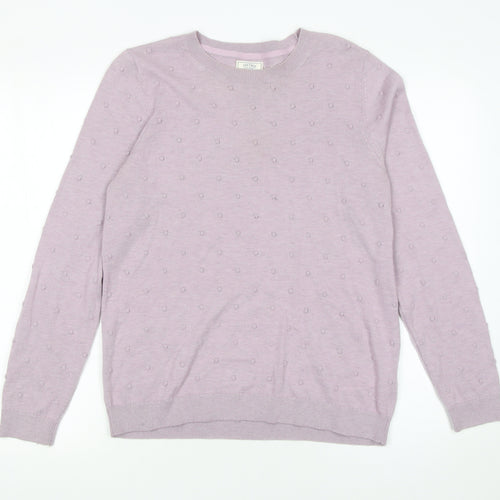 Fat Face Women Purple Crew Neck Long Sleeve Knit Jumper Size 12
