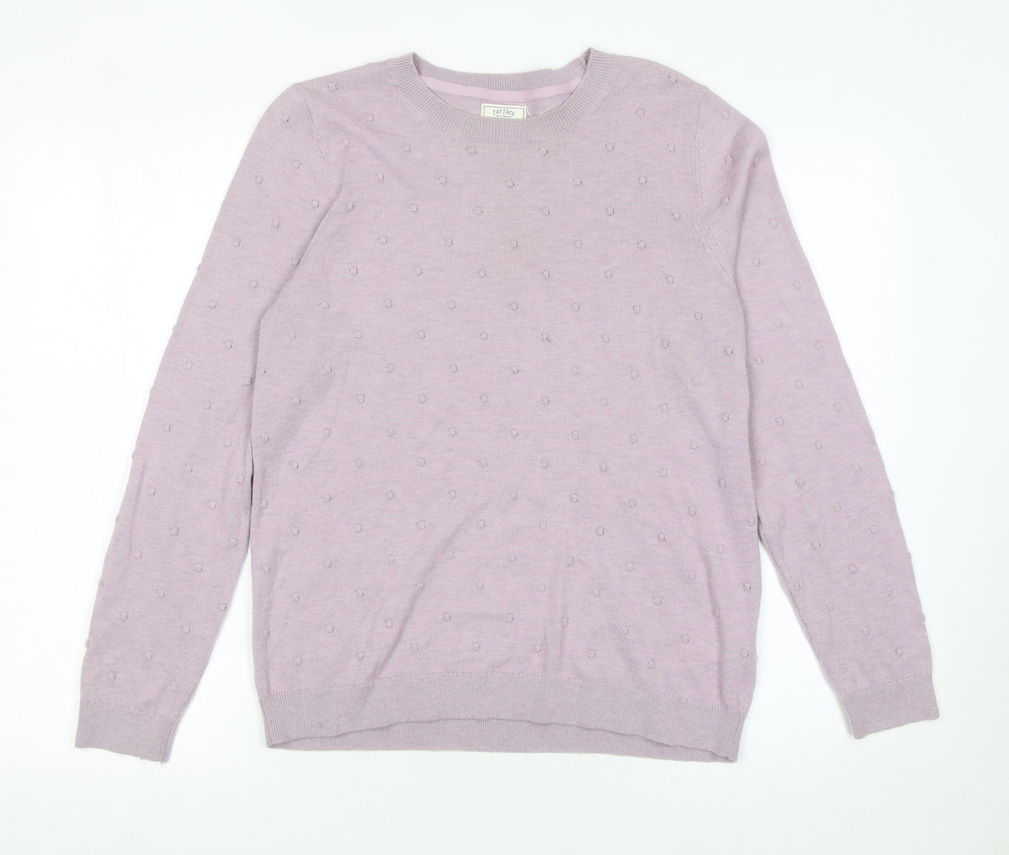 Fat Face Women Purple Crew Neck Long Sleeve Knit Jumper Size 12