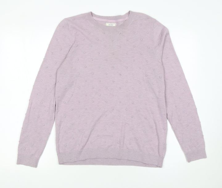 Fat Face Women Purple Crew Neck Long Sleeve Knit Jumper Size 12