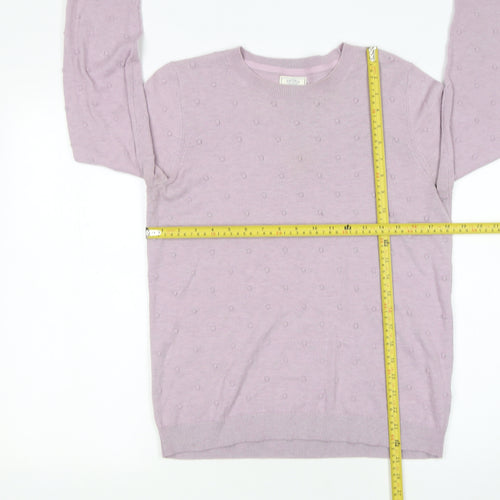 Fat Face Women Purple Crew Neck Long Sleeve Knit Jumper Size 12