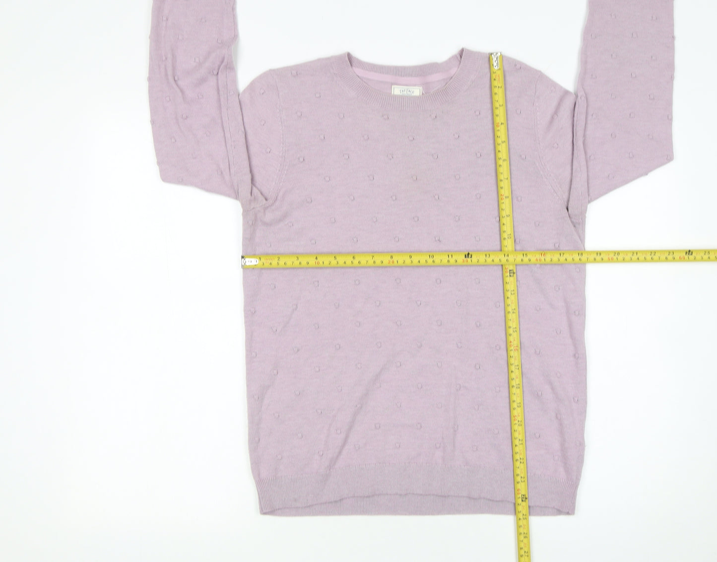 Fat Face Women Purple Crew Neck Long Sleeve Knit Jumper Size 12