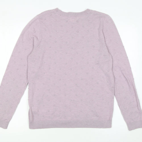 Fat Face Women Purple Crew Neck Long Sleeve Knit Jumper Size 12