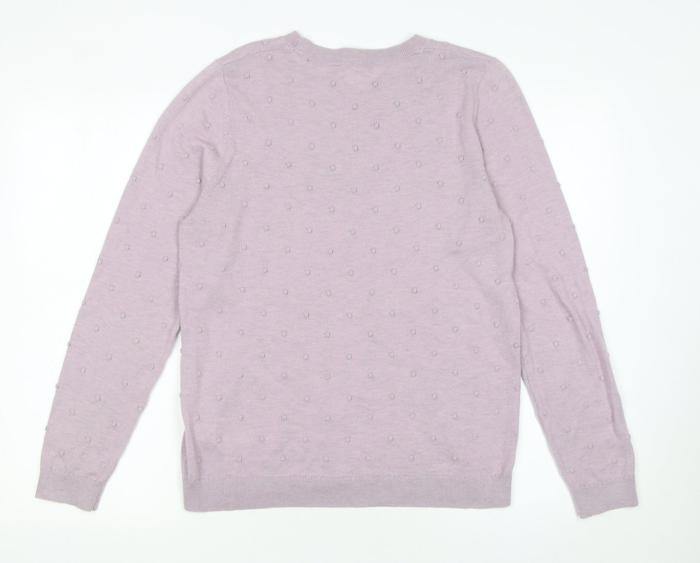 Fat Face Women Purple Crew Neck Long Sleeve Knit Jumper Size 12