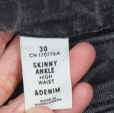 &Denim Women Grey High Rise Skinny Ankle Jeans Size 14