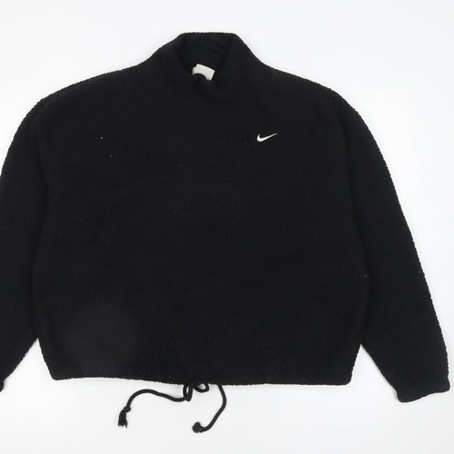 Nike Women's Black Therma-Fit Pullover Sweatshirt M Drawstring Fleece