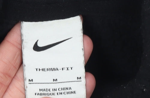 Nike Women's Black Therma-Fit Pullover Sweatshirt M Drawstring Fleece