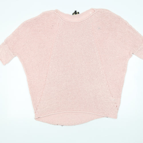 Phase Eight Women’s Pink Open-Knit Cotton Jumper UK 8
