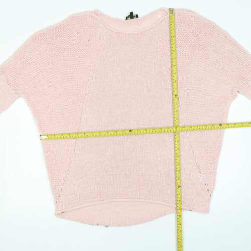 Phase Eight Women’s Pink Open-Knit Cotton Jumper UK 8