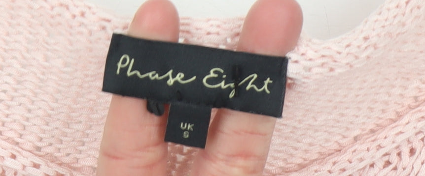 Phase Eight Women’s Pink Open-Knit Cotton Jumper UK 8