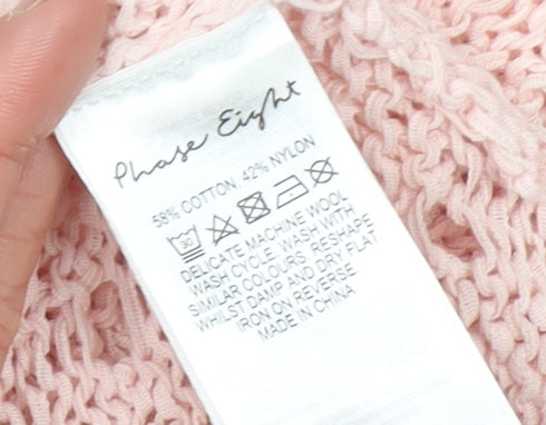 Phase Eight Women’s Pink Open-Knit Cotton Jumper UK 8