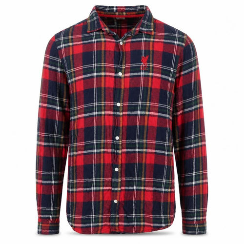 LFC Mens Red Blue Flannel Plaid Long Sleeve Button-Up Shirt Size L