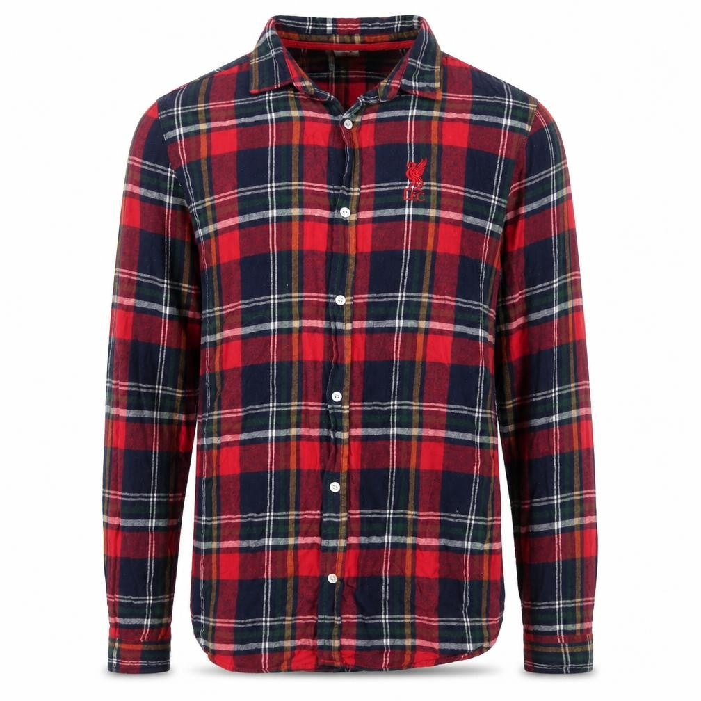 LFC Mens Red Blue Flannel Plaid Long Sleeve Button-Up Shirt Size L