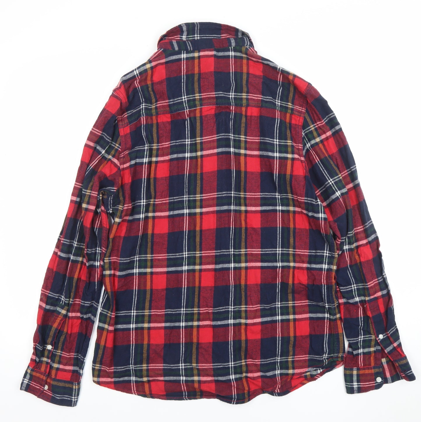 LFC Mens Red Blue Flannel Plaid Long Sleeve Button-Up Shirt Size L