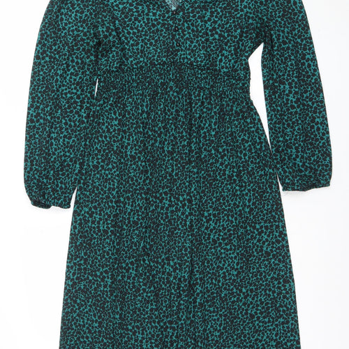 Dunnes Stores Women Green Animal Print Midi A-Line Dress Size L