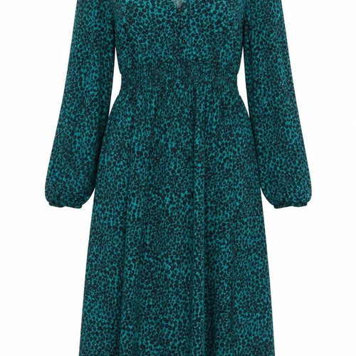 Dunnes Stores Women Green Animal Print Midi A-Line Dress Size L