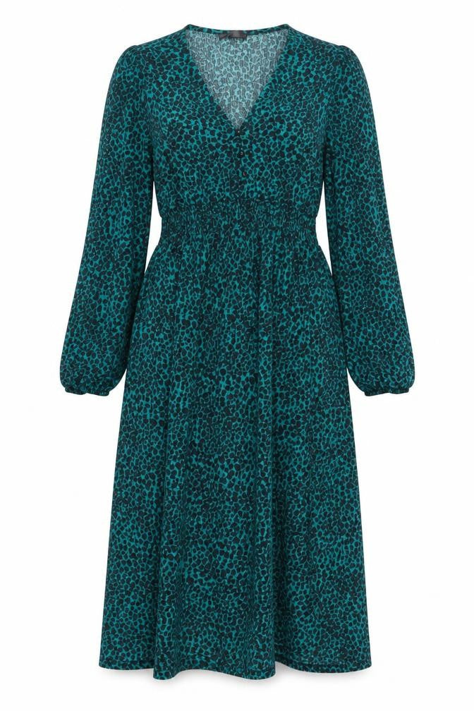 Dunnes Stores Women Green Animal Print Midi A-Line Dress Size L