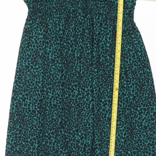 Dunnes Stores Women Green Animal Print Midi A-Line Dress Size L