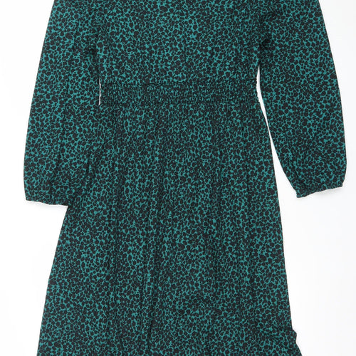 Dunnes Stores Women Green Animal Print Midi A-Line Dress Size L