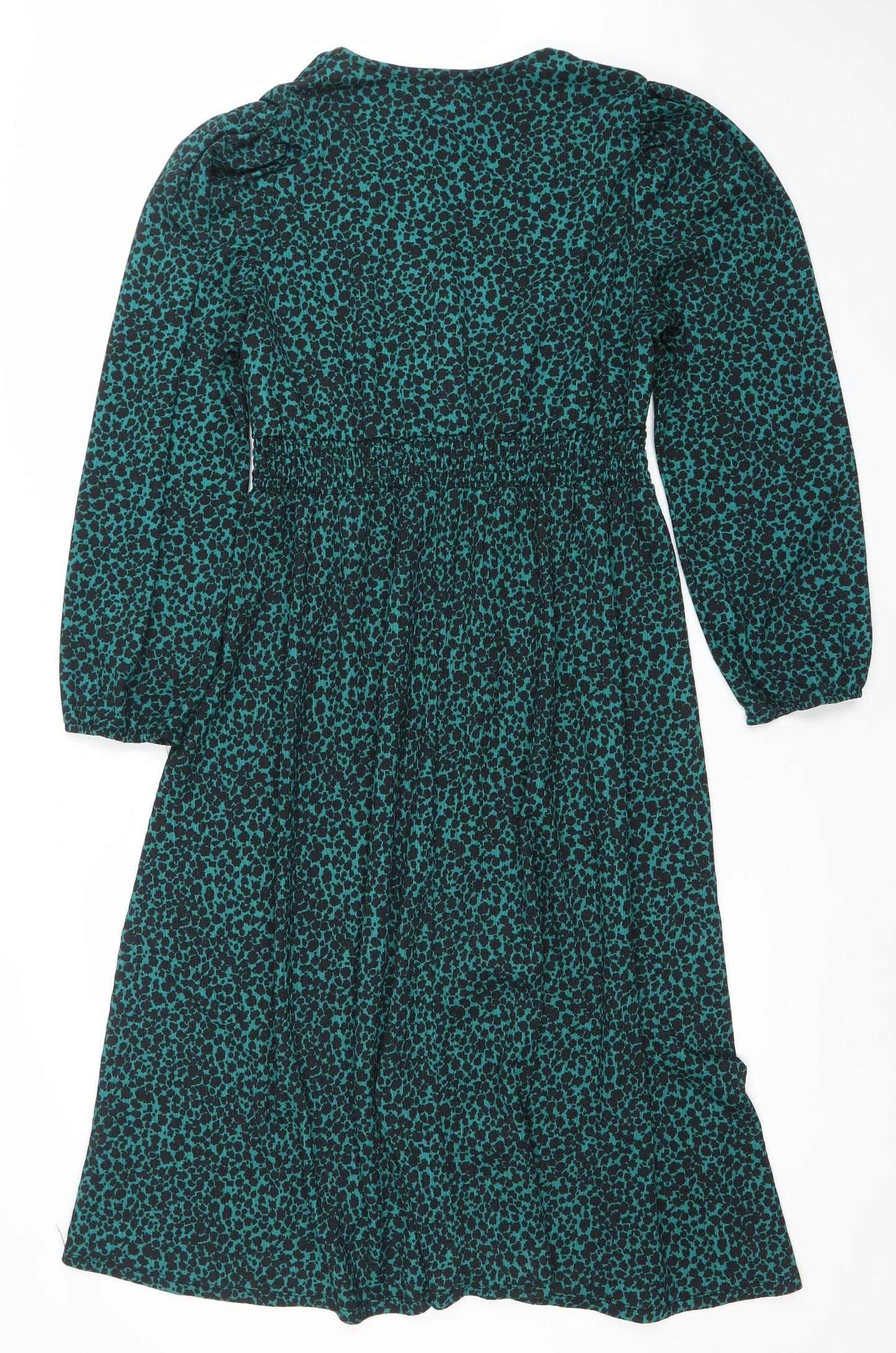 Dunnes Stores Women Green Animal Print Midi A-Line Dress Size L