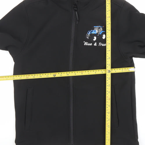 IMPACT Boys Black Soft Shell Jacket 13-14 Years Embroidered Tractor Zip Up