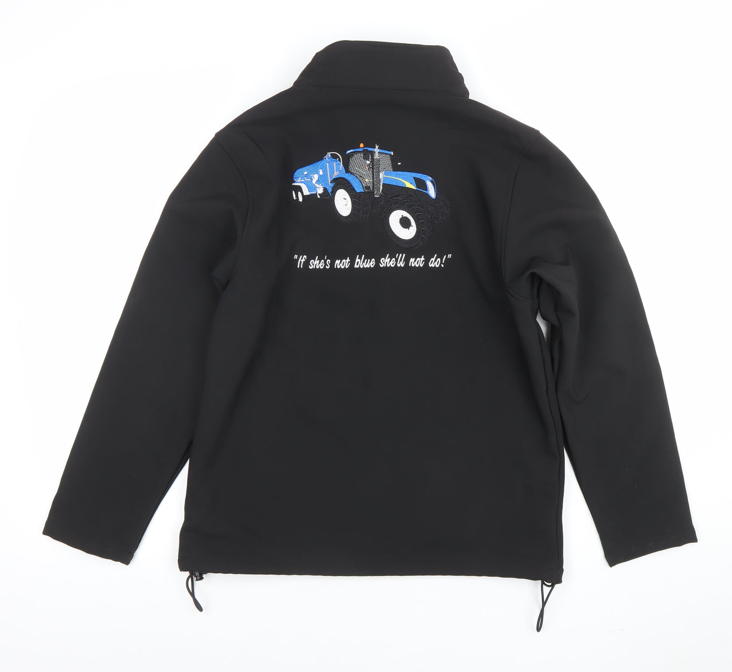 IMPACT Boys Black Soft Shell Jacket 13-14 Years Embroidered Tractor Zip Up