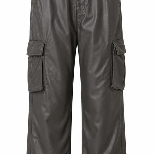 Zara Women Brown Faux Leather Cargo Trousers Size 12