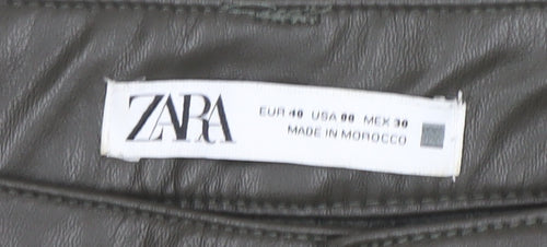 Zara Women Brown Faux Leather Cargo Trousers Size 12