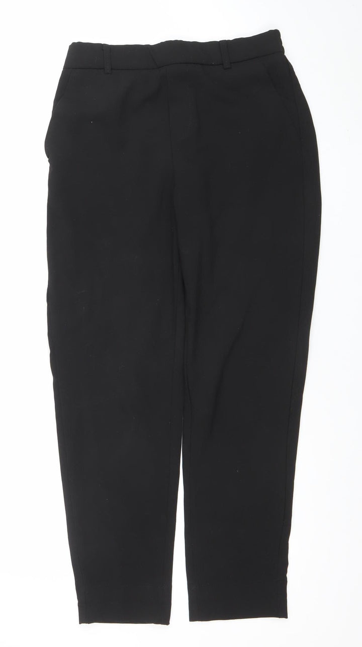 STUDIO Men Black Regular Fit Tapered Polyester Stretch Trousers Size 12