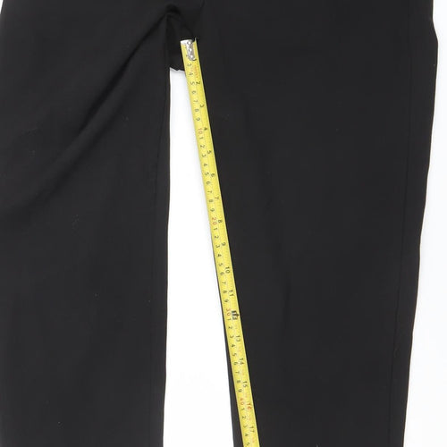 STUDIO Men Black Regular Fit Tapered Polyester Stretch Trousers Size 12