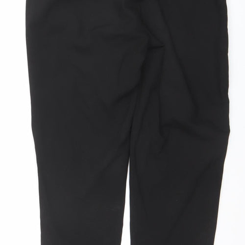STUDIO Men Black Regular Fit Tapered Polyester Stretch Trousers Size 12