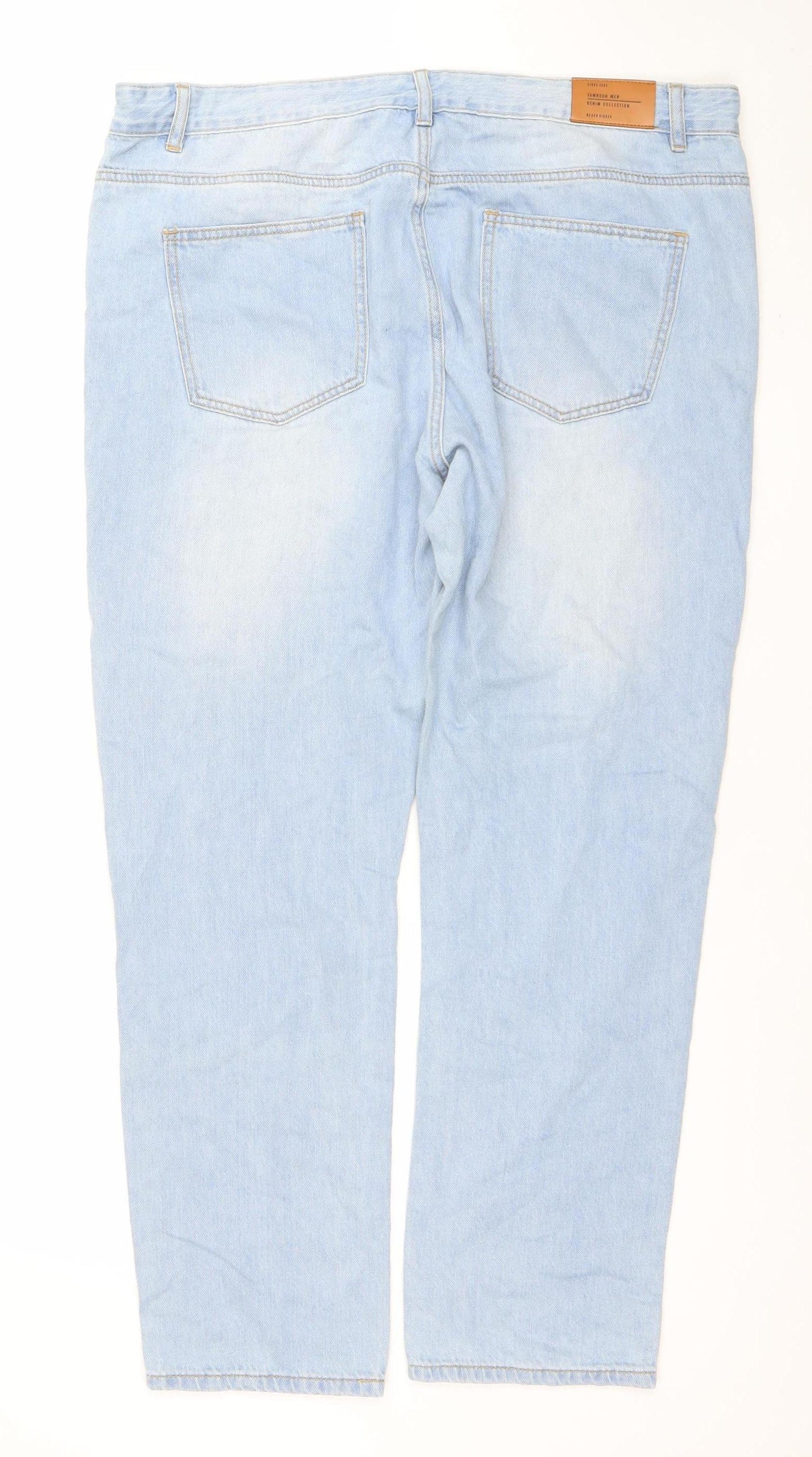 Tamnoon Denim Men Blue Light Wash Straight Jeans Size 46