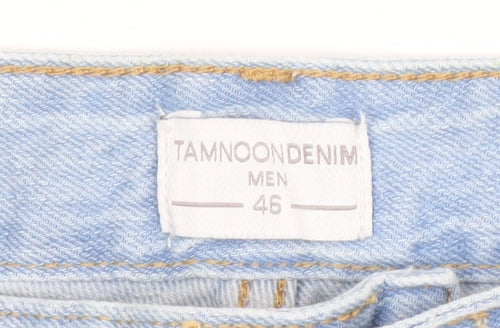 Tamnoon Denim Men Blue Light Wash Straight Jeans Size 46