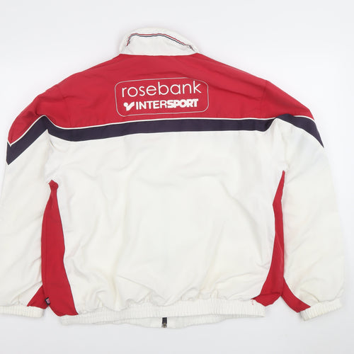 K-Swiss Men’s White Red Retro Bomber Jacket Size M With Logo Zip