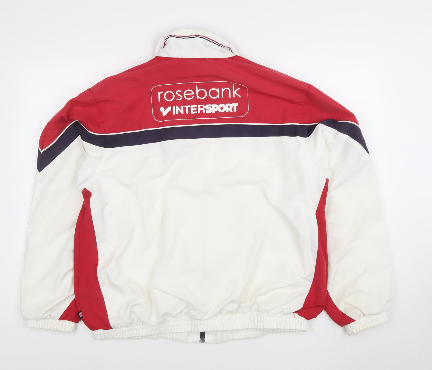 K-Swiss Men’s White Red Retro Bomber Jacket Size M With Logo Zip