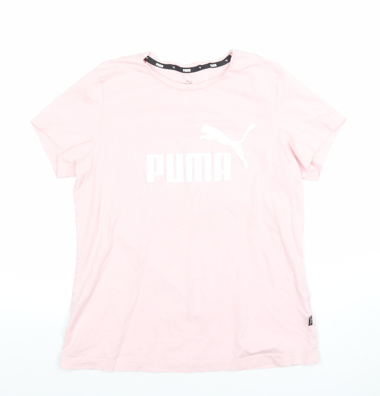 Puma Womens Pink Basic Logo T-Shirt Size M Short Sleeve Crew Neck