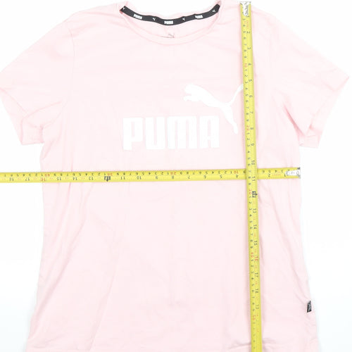 Puma Womens Pink Basic Logo T-Shirt Size M Short Sleeve Crew Neck