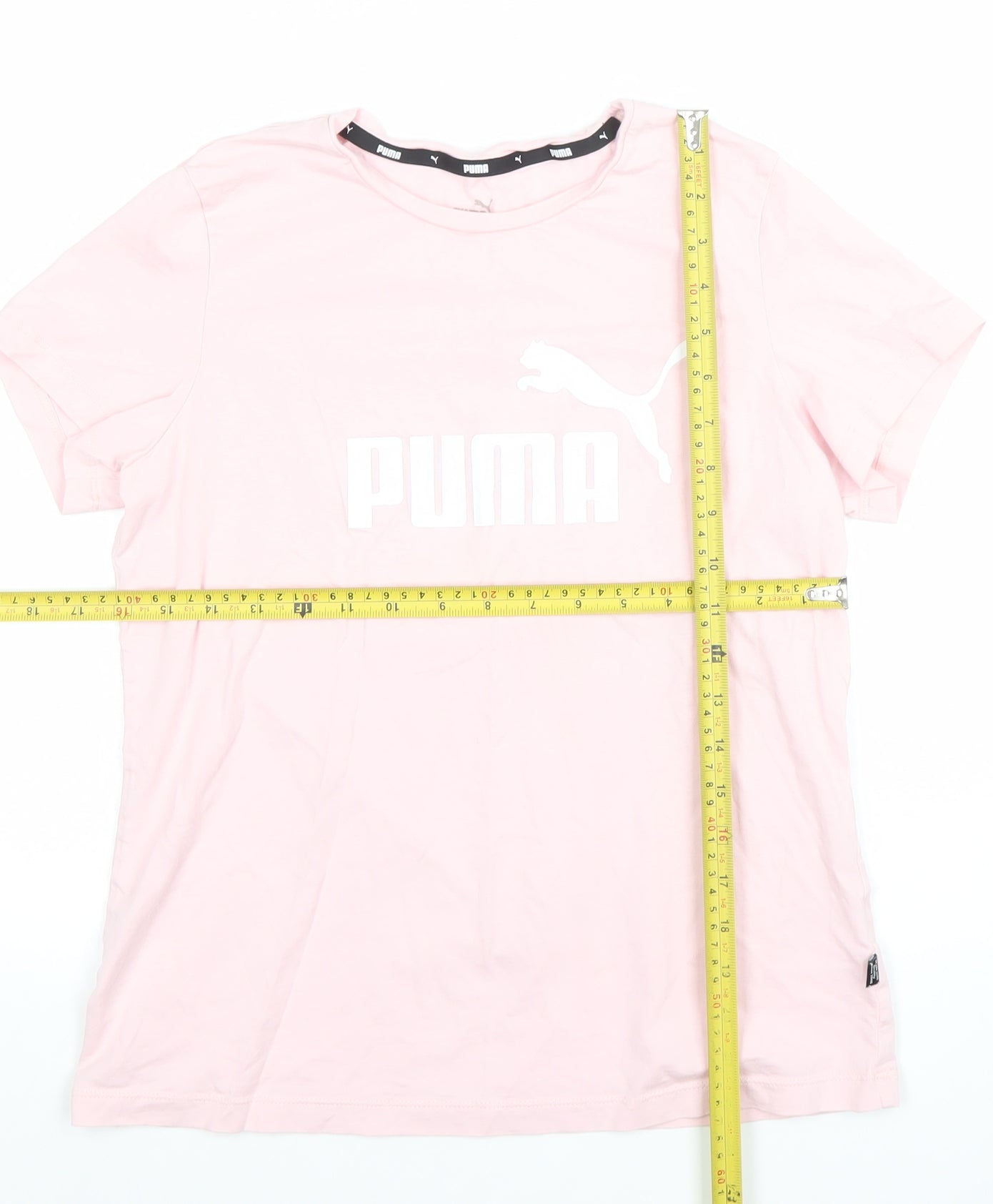 Puma Womens Pink Basic Logo T-Shirt Size M Short Sleeve Crew Neck