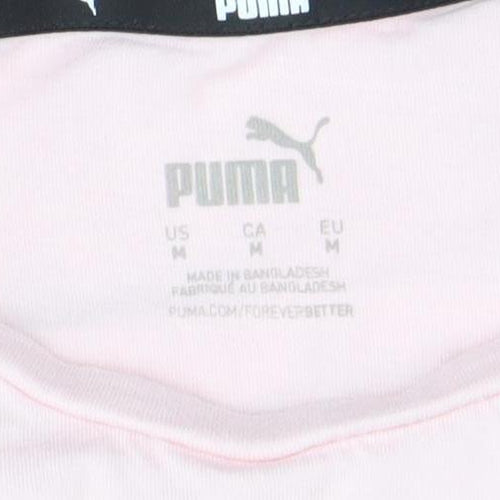 Puma Womens Pink Basic Logo T-Shirt Size M Short Sleeve Crew Neck