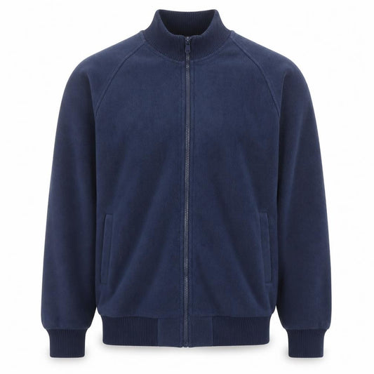 Front view of Dunnes Men’s Blue Fleece Full Zip Jacket, size M