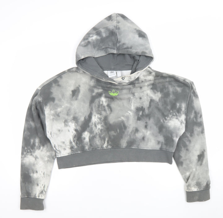 Adidas Womens Grey Tie Dye Cropped Hoodie Size XS Cotton Blend