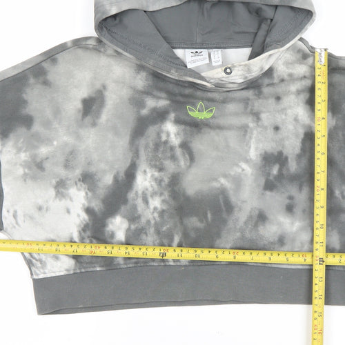 Adidas Womens Grey Tie Dye Cropped Hoodie Size XS Cotton Blend