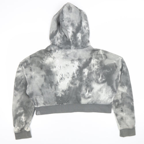 Adidas Womens Grey Tie Dye Cropped Hoodie Size XS Cotton Blend