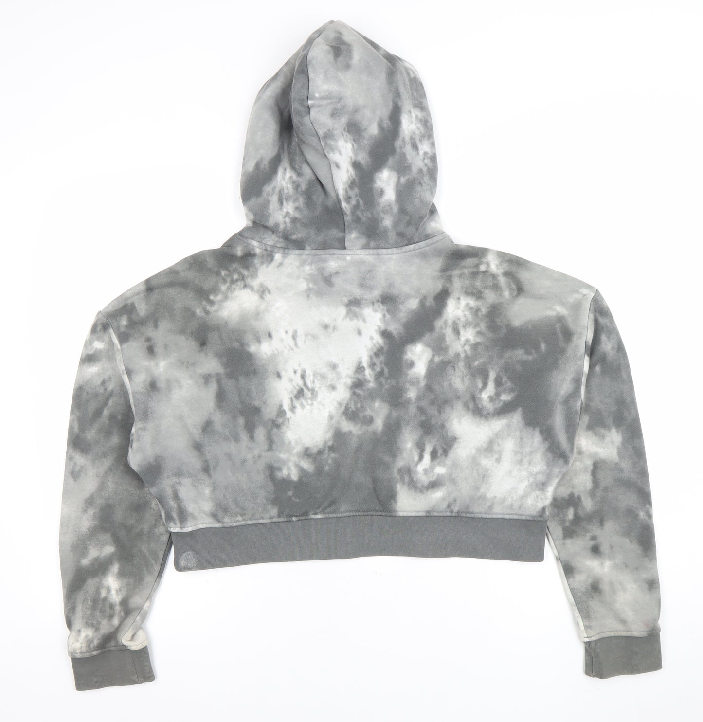 Adidas Womens Grey Tie Dye Cropped Hoodie Size XS Cotton Blend
