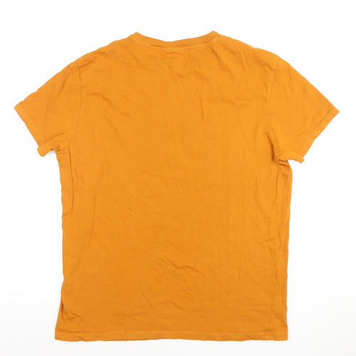 Bershka Men’s Orange Broken Romance Graphic Cotton T-Shirt XS